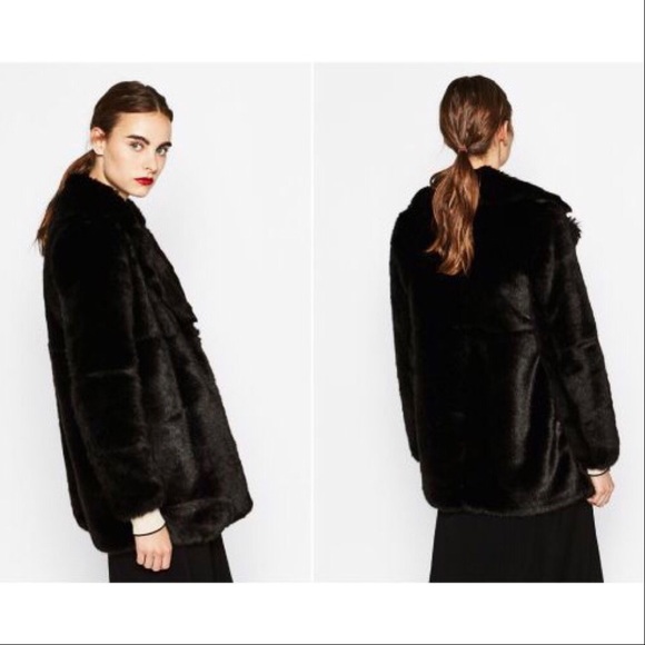 zara black faux fur